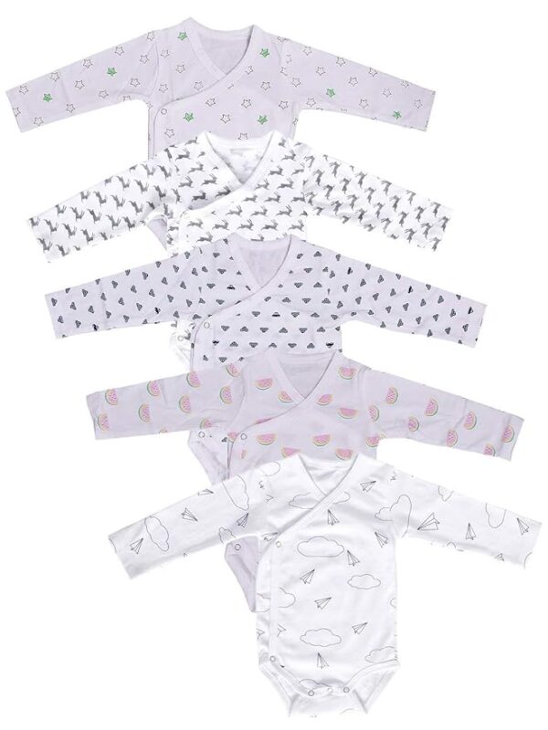 MOM'S HOME Organic cotton New Born Baby Unisex Onesie romper - Pack of 5