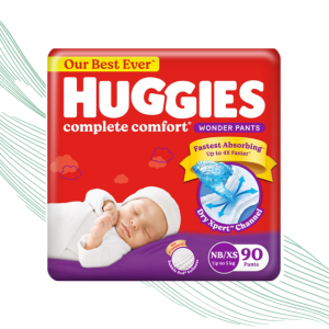 Huggies Complete Comfort Wonder Pants | Pant Style Baby Diapers New Born / XS Size, 90 Count