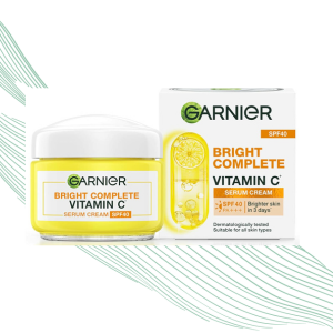 Garnier Skin Naturals, Day Cream, Brightening & Protects Skin from Sun, Bright Complete Vitamin C Serum Cream, 45 g