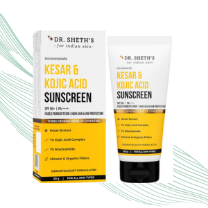 Dr. Sheth's Kesar & Kojic Acid Sunscreen For All Skin Types Spf 50 Pa++++,50g