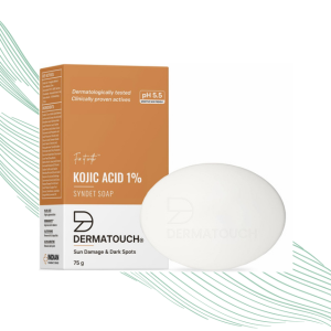 DERMATOUCH Kojic Acid 1% Soap with Glutathione | For Pigmentation & Sun damage | Soap for Men & Women | Suitable for All Skin Types | 75g