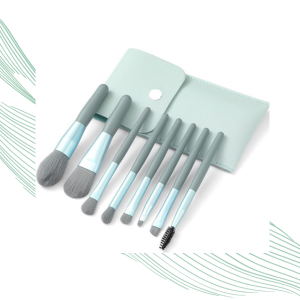 URBANMAC Makeup Brush Set 8PCS Mini With Storage (Blue Gray)