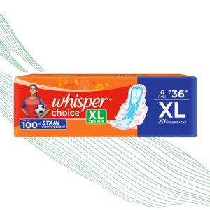 WHISPER CHOICE SANITARY PADS, 6 XL PADS