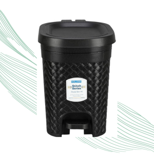 KOLORR Stitch 7 Liters Plastic Pedal Dustbin/Trash Can/Garbage Waste Bin with Lid for Home/Kitchen/Office/Bathroom & Washroom – Black
