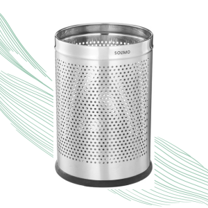Solimo Stainless Steel Perforated Open-Top Dustbin With Rubber Base | Silver 7" X 10"