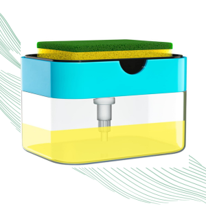 SWAPKART 2 in 1 Soap Dispenser for Bathroom Accessories Dishwasher Liquid Holder Liquid Dispenser Pump 400 ML with Sponge Holder Kitchen Sink Accessories Items