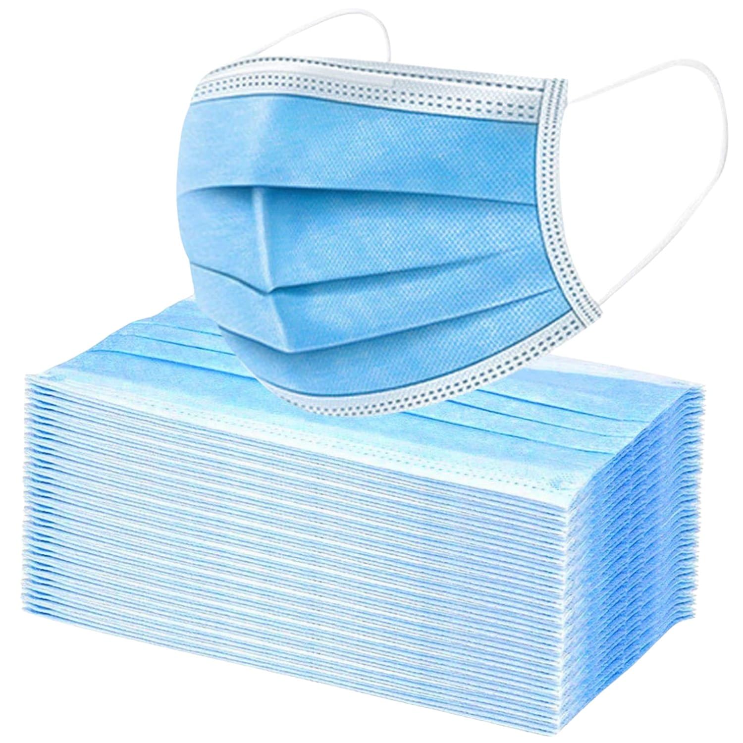[Pack of 25] Single Use Disposable Blue Face Mask