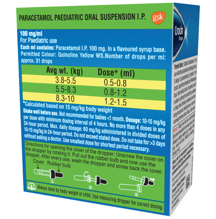 crocin baby paracetamol paediatric drops – peppermint crocin baby paracetamol paediatric drops – peppermint