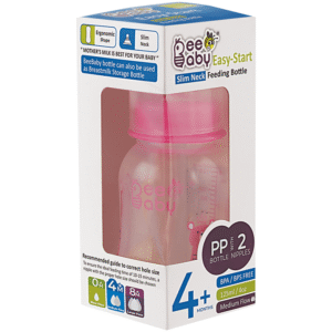 beebaby easy start baby feeding bottle with 2 anti colic nipples 4 months+ pink dr036567 2