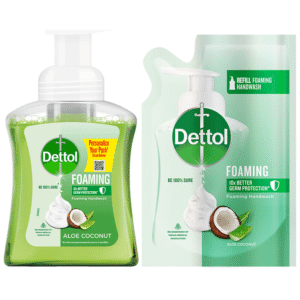dettol combo pack of foaming handwash (250ml) & refill pack (200ml) aloe coconut dr077287 1